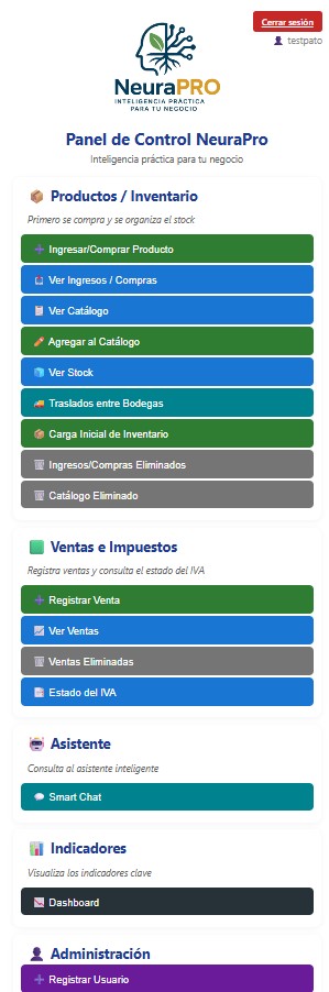 NeuraPro Control Panel